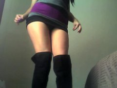 NymphoClips presents: Boots and tiny dress look good on dancer