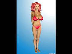 NymphoClips presents: 3d redhead with huge tits in a red bikini