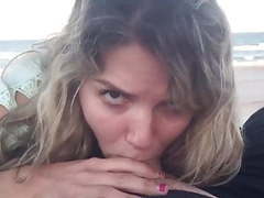 NymphoClips presents: Girlfriend fucks and gives perfect blowjob on the beach