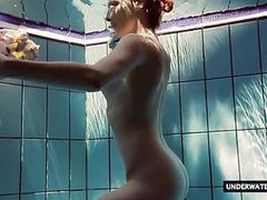 NymphoClips presents: Hot big titted teen lera swimming in the pool