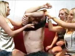 NymphoClips presents: Cfnm three blondes tease and jerk rockstar