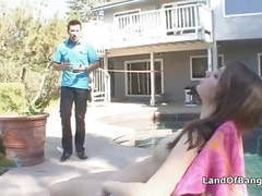 NymphoClips presents: Sunbathing teen fucked by not step dad