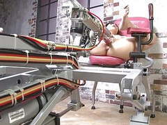 NymphoClips presents: Petite japanese brunette gets pounded by a fuck machine