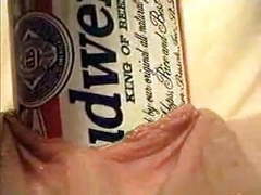 NymphoClips presents: Extreme object insertion using a budweiser beer can