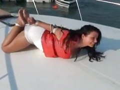 NymphoClips presents: Hogtied on a boat
