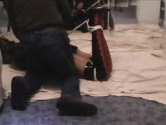 NymphoClips presents: Kathy hogtied and struggling