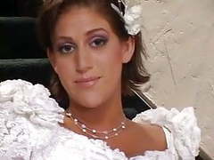 NymphoClips presents: Bride & a hottie share a big cock