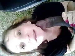 NymphoClips presents: White nerd girl takes big black monster outdoors