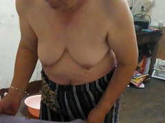 NymphoClips presents: Chinese granny in the bath 2