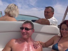 NymphoClips presents: Hot ass blondie britney drops her clothes for sex on the boat, Group Sex, Hardcore, Outdoor, Reality, Yacht, Foursome, Bikini