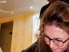 NymphoClips presents: The stepson took advantage of the situation and filled his stepmother's pussy with thick sperm