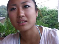NymphoClips presents: Japanese babe gets a pussy cumshot after a hard ride by a