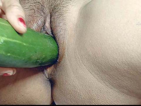 NymphoClips presents: I can't get any where big black cock so my small pussy fucked by big cucumber  in hindi