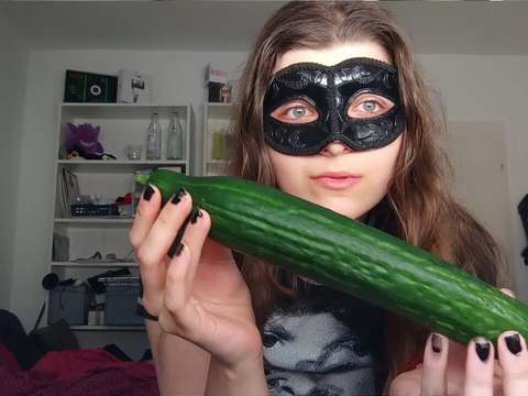 NymphoClips presents: 18yo teen fucks huge cucumber!!!  small tits, shy teeny, perfect body  amateur teen