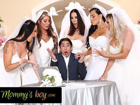 NymphoClips presents: Mommy's boy - furious milf brides reverse gangbang hung wedding planner for wedding planning mistake