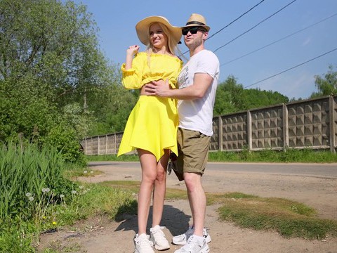 NymphoClips presents: Blonde novella night gets fucked from behind in public - hd