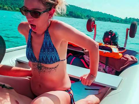 NymphoClips presents: Wife gets fucked on a boat and gets a creampie from her husband's best friend