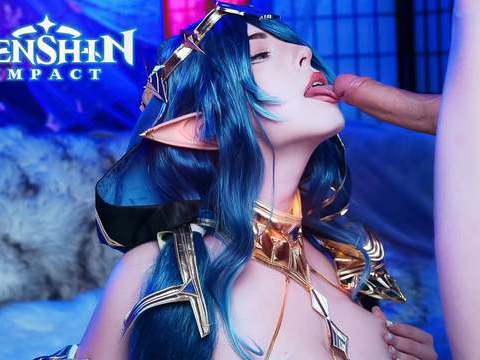 NymphoClips presents: Genshin impact. layla swallows a big cock down her throat - mollyredwolf