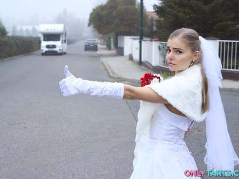 NymphoClips presents: Shock content sexy bride fucks random van driver on marriage day