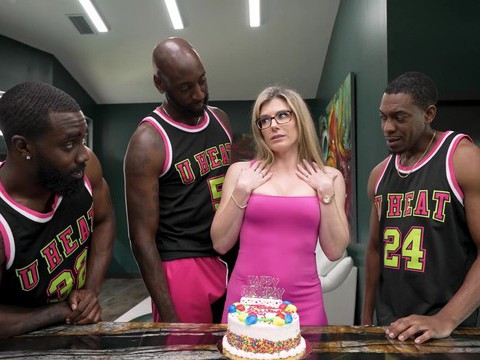 NymphoClips presents: Interracial gangbang with a horny blonde babe - cory chase