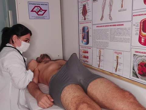 NymphoClips presents: Patient's erection right in front of the nurse