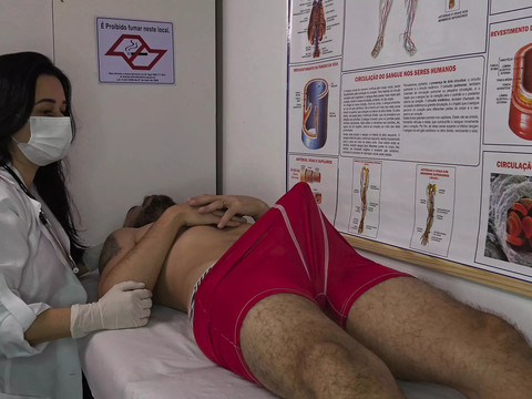NymphoClips presents: Nurse gets excited by patient's erection
