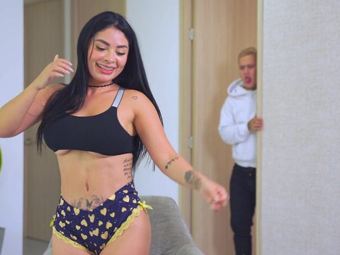 NymphoClips presents: Brunette alejandra palacios with hot ass sucking a hard cock
