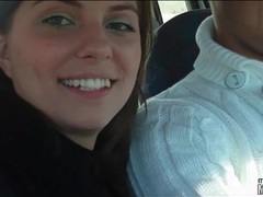 NymphoClips presents: Gf licks his cock in the car