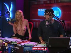 NymphoClips presents: Radio hosts have fun with a cute busty blonde
