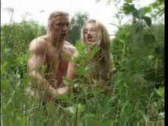 NymphoClips presents: Blonde fucked by a crew of rubber wearing people