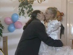 NymphoClips presents: Bride in glasses has cock in her ass