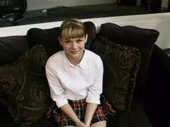 NymphoClips presents: Adorable schoolgirl gives head before sex