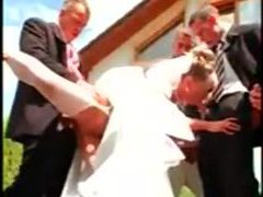 NymphoClips presents: Gangbang of a hot bride with pissing