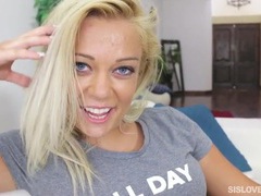 NymphoClips presents: Great reverse cowgirl with a curvy blonde slut