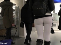 NymphoClips presents: Jeny smith  camel toe white leggings