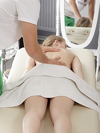 NymphoClips presents: Oiled up blonde teen Raphael getting fucked on massage table