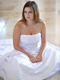 NymphoClips presents: Busty glamorous amateur Danielle models wedding gown indoors & by the pool