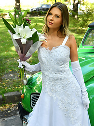 NymphoClips presents: Naughty bride Rebecca Volpetti takes a photographer assistant's stiff dick