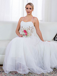 NymphoClips presents: Blonde bride Anna Khara has sex with the groom and a photographer at once