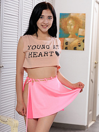 NymphoClips presents: Admirable teen girl strips nude exposing her amazing body, perfect tits and hot tight pussy