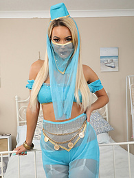 NymphoClips presents: Lauren Louise from Layered-Nylons as a sexy genie wearing sheer pantyhose over white stockings