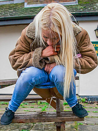 NymphoClips presents: Blond hungarian cutie Kiara Lord strips and presents her amazing boobs and ass outdoors
