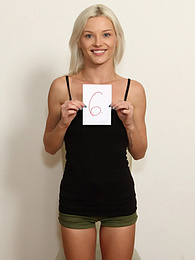 NymphoClips presents: Blond hungarian teen Zazie Skymm gets completely naked during a solo shoot